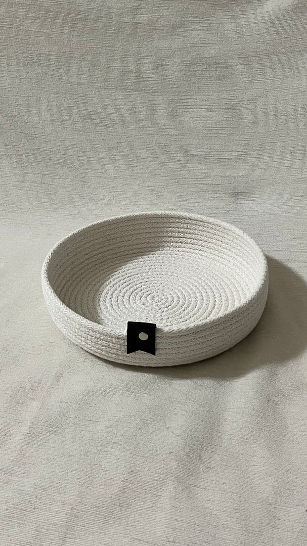 Beyaz Yuvarlak Bohem Dekoratif Sepet - Görsel 3