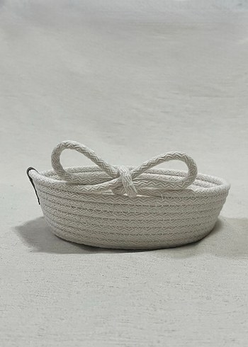 Beyaz Örgü Bohem Saklama Sepeti - Görsel 2