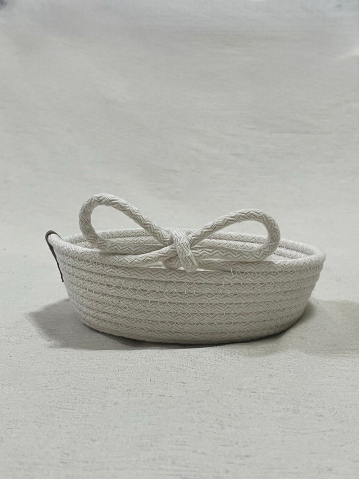 Beyaz Örgü Bohem Saklama Sepeti - Görsel 2