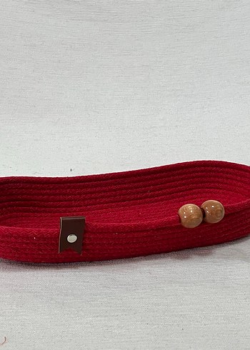 Kırmızı Örgü Bohem Sepet - Görsel 2