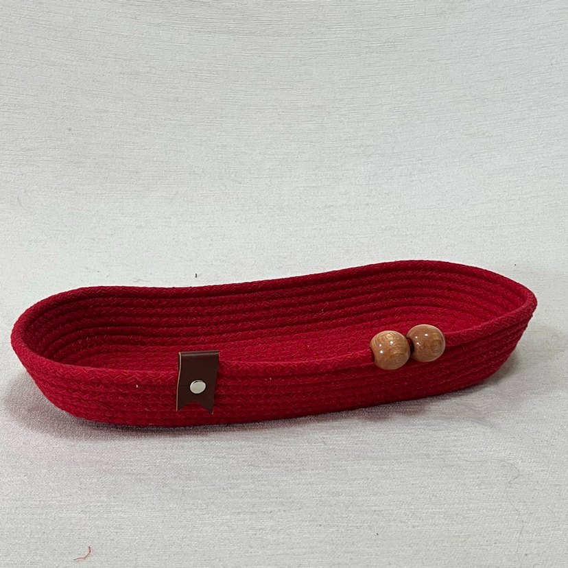 Kırmızı Örgü Bohem Sepet - Görsel 2