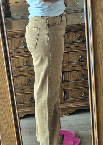 Koton Açık Kahverengi Bol Kesim Midi Jean - Görsel 2