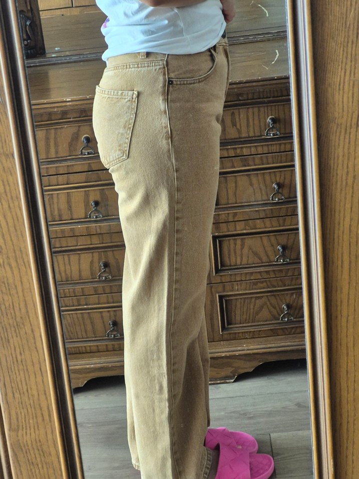 Koton Açık Kahverengi Bol Kesim Midi Jean - Görsel 2