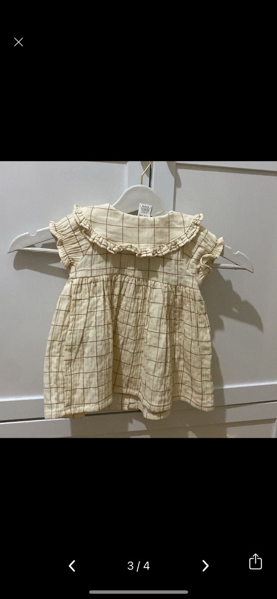 Lc Waikiki Bej Kız Çocuk Keten Elbise - Görsel 3