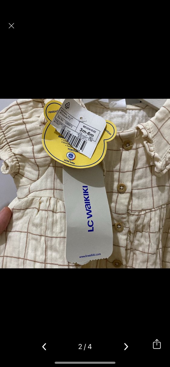 Lc Waikiki Bej Kız Çocuk Keten Elbise - Görsel 2