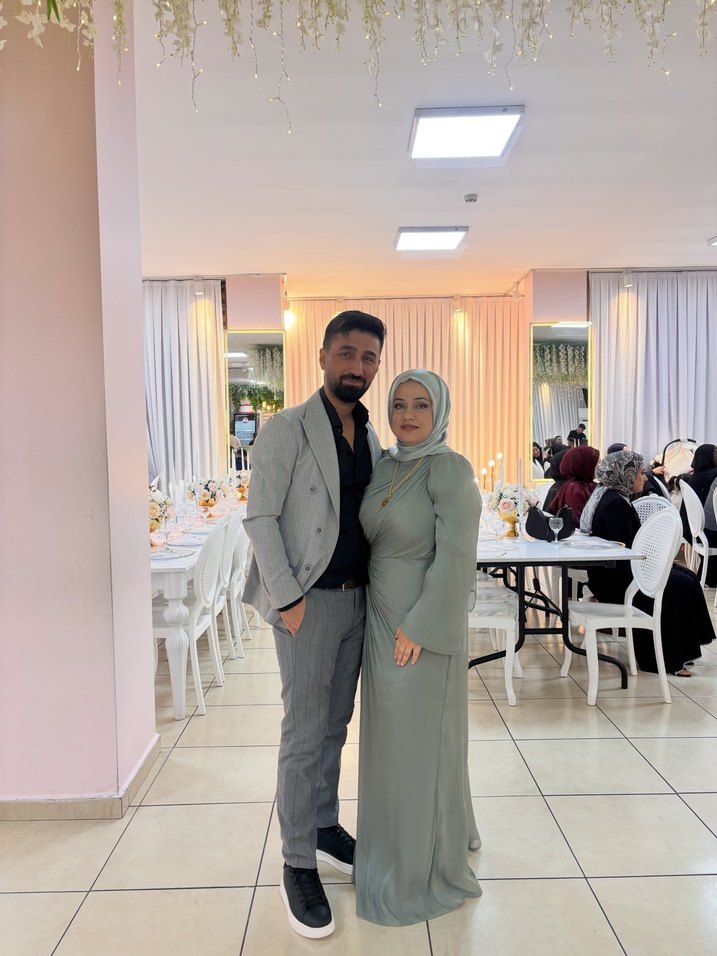 Uzun Gri Drapeli Tesettür Abiye Elbise - Görsel 2