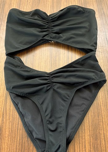 Siyah Strappy Midi Kesim Kadın Mayo
