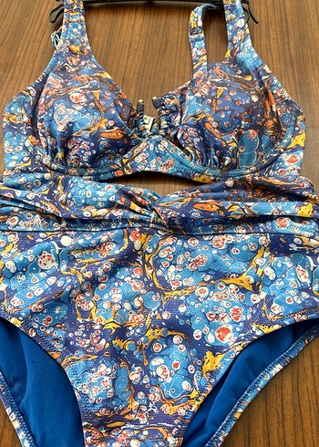 Mavi Bağcıklı Bohem Desenli Bikini