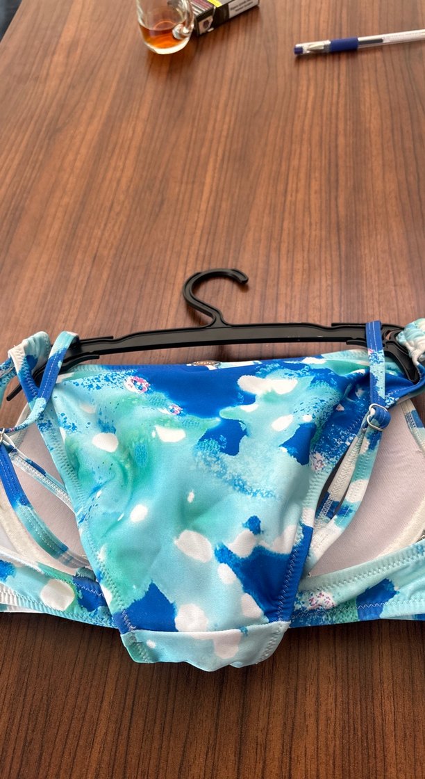 Mavi Tie-Dye Desenli Bohem Bikini Üstü - Görsel 3