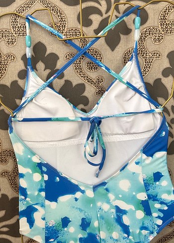 Mavi Tie-Dye Dantel Detaylı Mini Mayo - Görsel 4