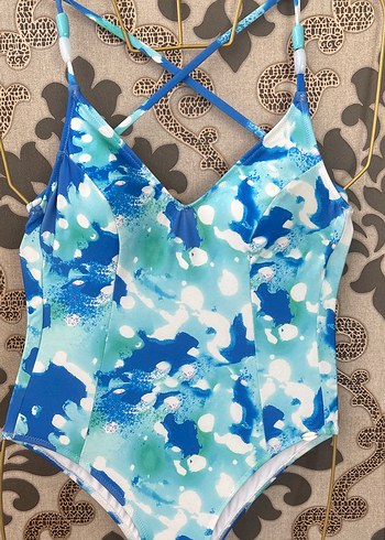 Mavi Tie-Dye Dantel Detaylı Mini Mayo - Görsel 2