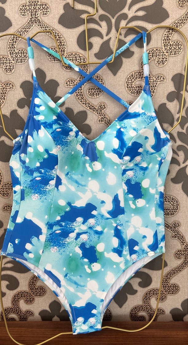 Mavi Tie-Dye Dantel Detaylı Mini Mayo - Görsel 2