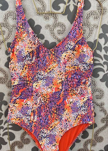 Renkli Tie-Dye Dantel Detaylı Kadın Mayo - Görsel 2