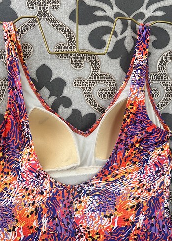 Renkli Tie-Dye Dantel Detaylı Kadın Mayo - Görsel 3