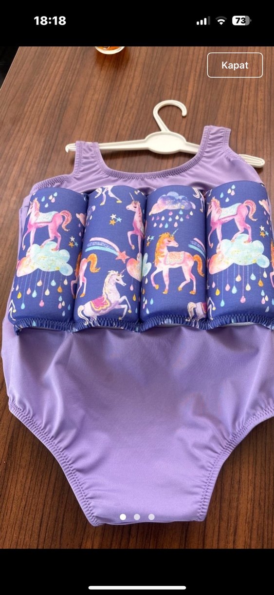 Mor Baskılı Kız Çocuk Mayo - Görsel 2