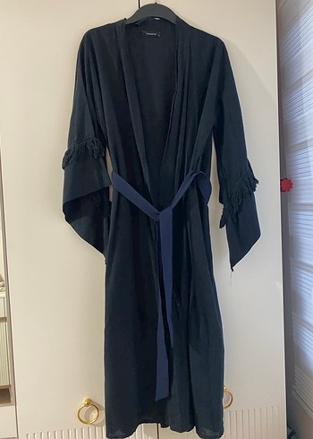 TRENDYOL SİYAH PÜSKÜLLÜ KİMONO - Görsel 2