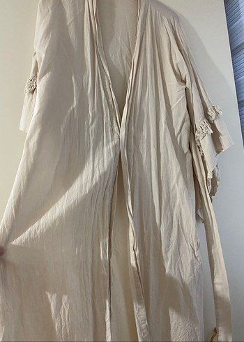 Trendyol Bej Püsküllü Uzun Kollu Kimono - Görsel 4