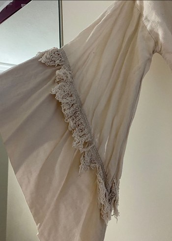 Trendyol Bej Püsküllü Uzun Kollu Kimono - Görsel 3