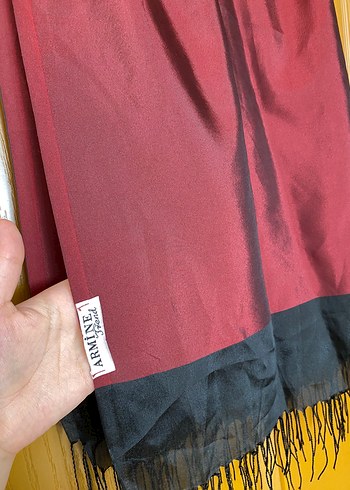 Armine marka Bordo Siyah İpek Dokulu Kadın Şal - Görsel 2