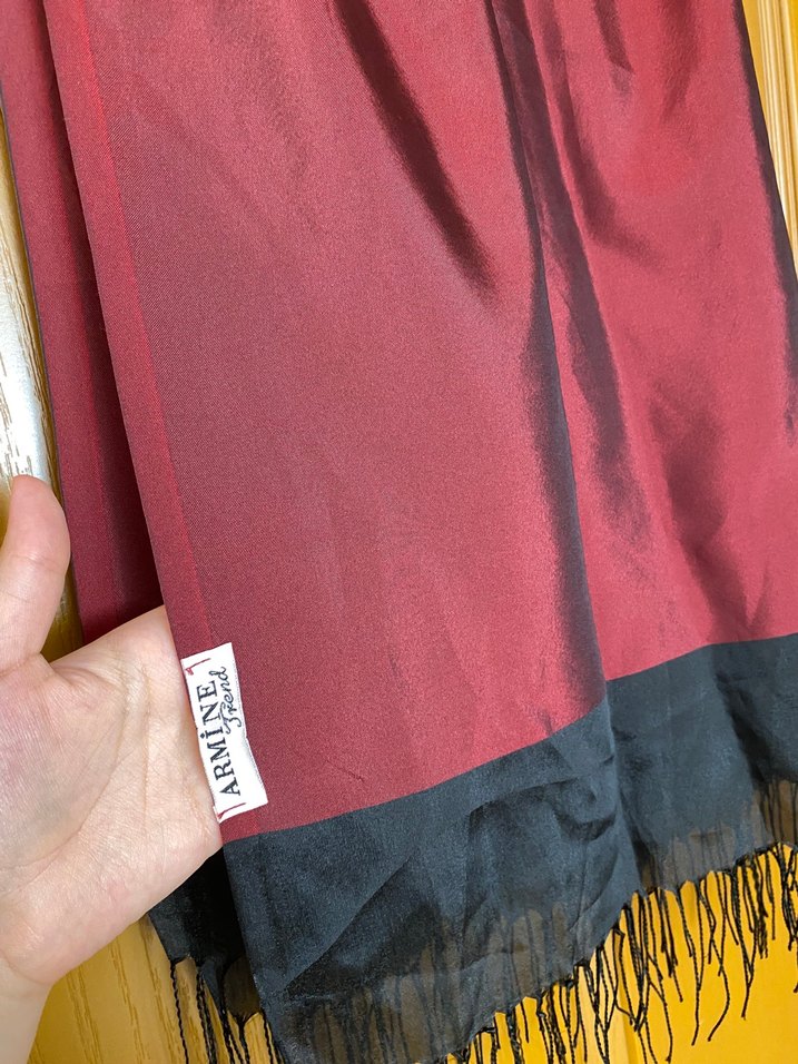 Armine marka Bordo Siyah İpek Dokulu Kadın Şal - Görsel 2