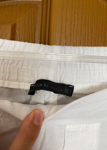 Defacto Beyaz Kadın Keten pantolon - Görsel 3