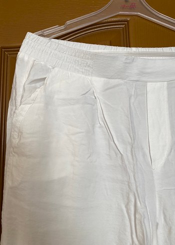 Defacto Beyaz Kadın Keten pantolon - Görsel 2