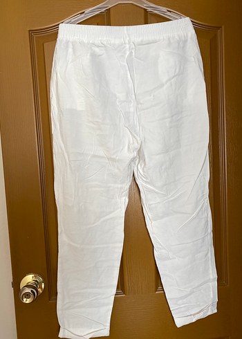 Defacto Beyaz Kadın Keten pantolon - Görsel 4