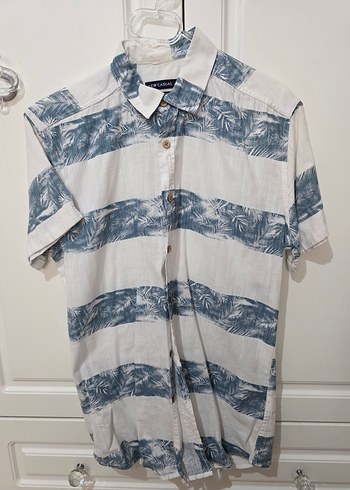 Erkek Keten Kısa Kollu Batik Gömlek