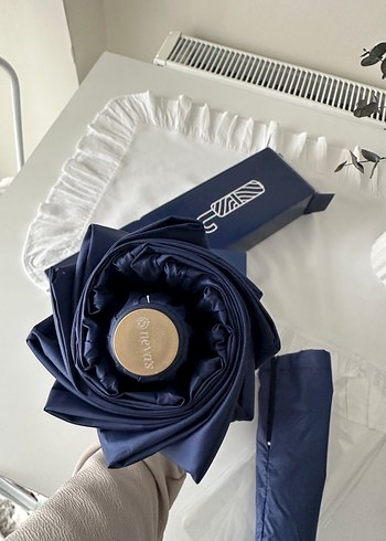 Lacivert Baskılı Üç Kademeli Saplı Şemsiye - Görsel 4