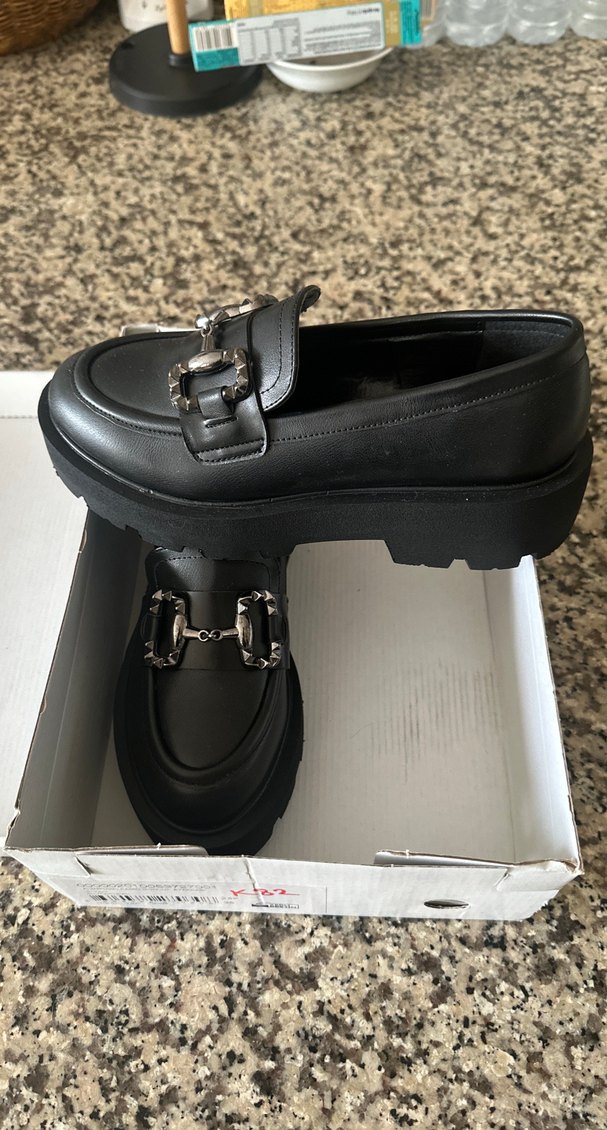 DESA marka,Siyah Deri Kemerli Platform Topuklu Kadın Loafer - Görsel 3