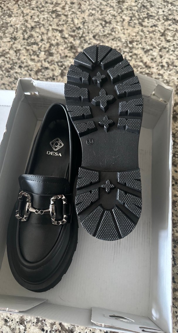 DESA marka,Siyah Deri Kemerli Platform Topuklu Kadın Loafer - Görsel 2