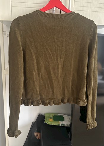 Stradivarıus marka,Düğmeli  haki renk Triko Hırka - Görsel 3