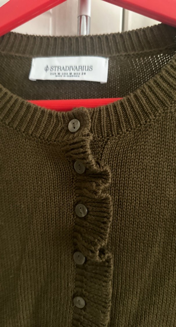 Stradivarıus marka,Düğmeli  haki renk Triko Hırka - Görsel 2