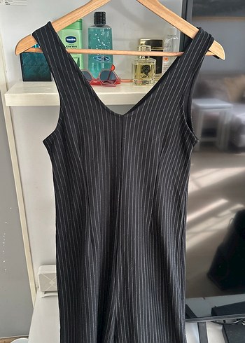 MAVİ MARKA Düğmeli Uzun Gri Çizgili,çok şık SİYAH Tulum - Görsel 3