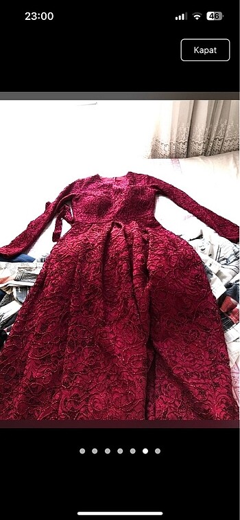Gübürlü Bordo Abiye