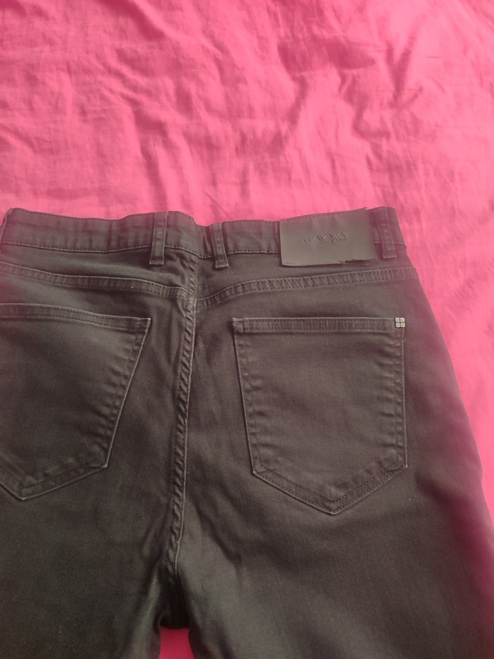 Siyah Baskılı erkek Dar Kesim Midi Kot Pantolon - Görsel 3