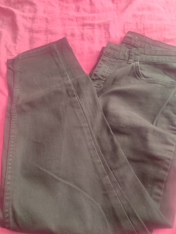 Siyah Baskılı erkek Dar Kesim Midi Kot Pantolon - Görsel 5