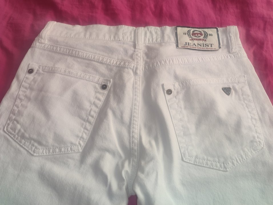 Beyaz Düğmeli erkek Jean Pantolon - Görsel 3