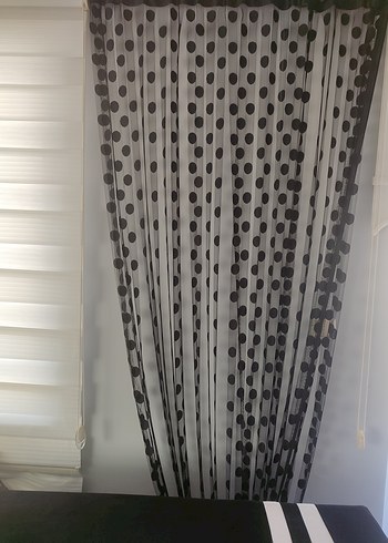Siyah puanlı Modern ip Tül Perde 2 adet fiyatı - Görsel 3