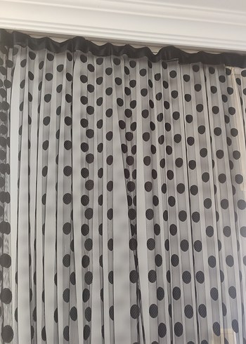 Siyah puanlı Modern ip Tül Perde 2 adet fiyatı - Görsel 2