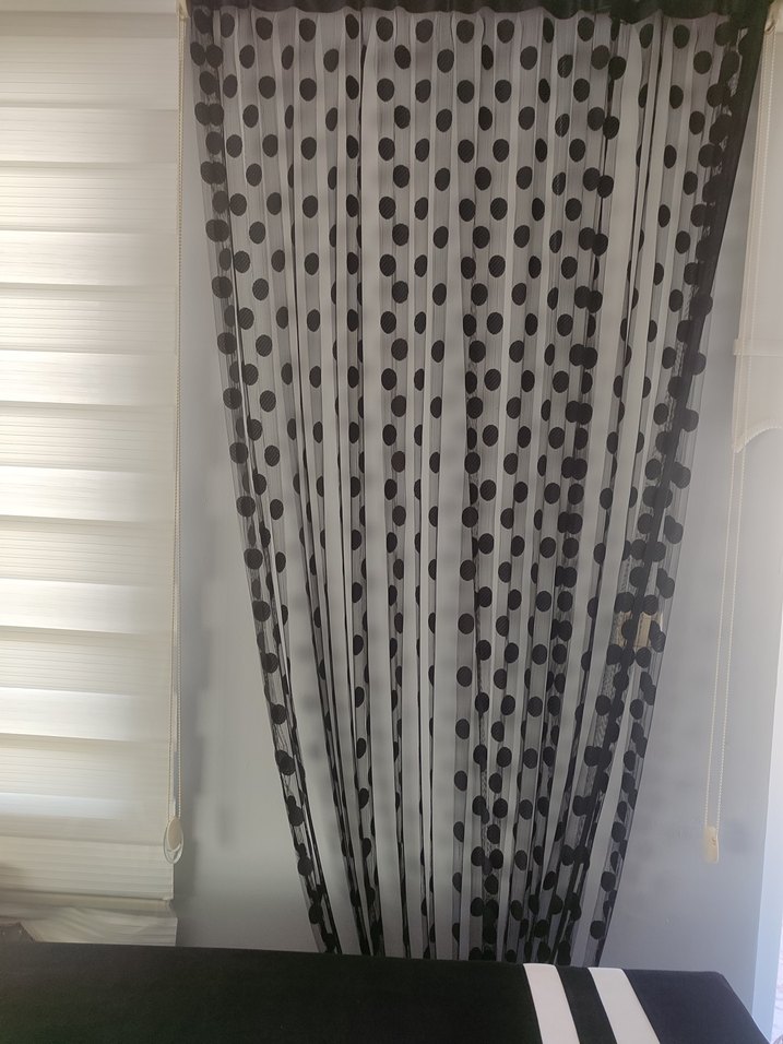 Siyah puanlı Modern ip Tül Perde 2 adet fiyatı - Görsel 3