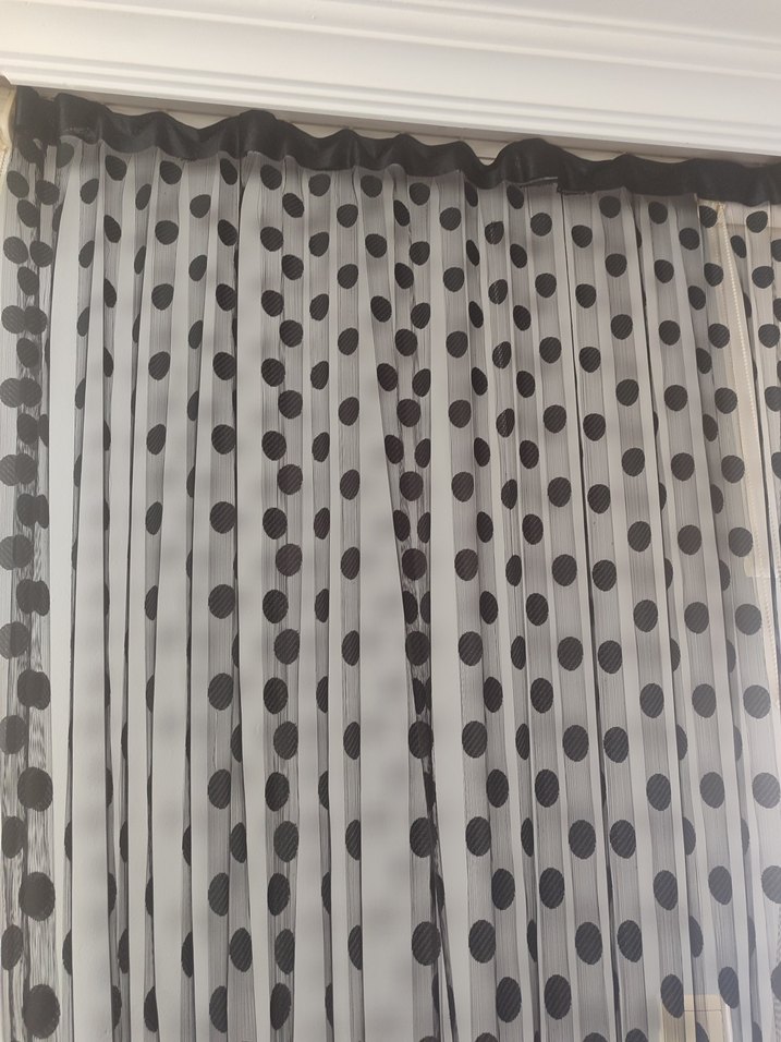 Siyah puanlı Modern ip Tül Perde 2 adet fiyatı - Görsel 2