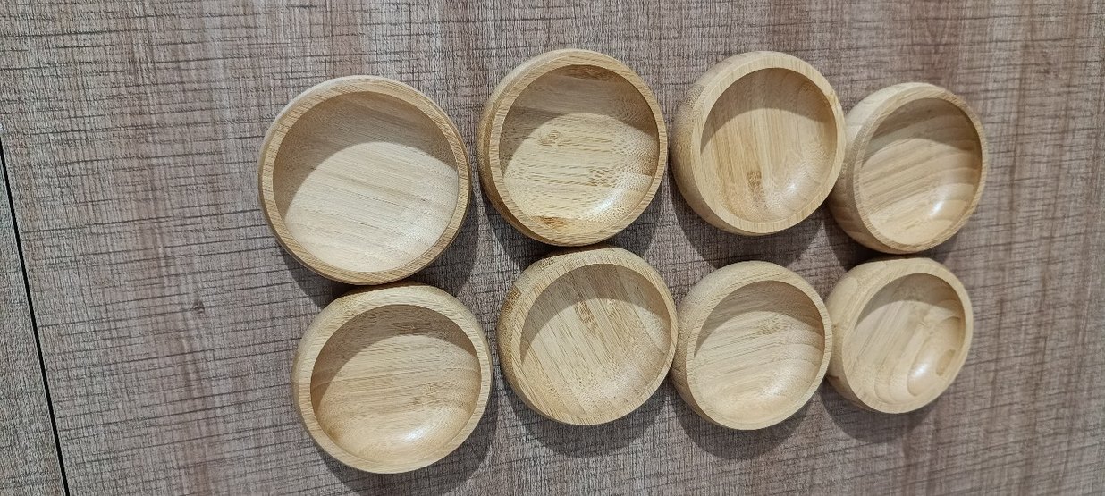 Bej Gri Ahşap Yuvarlak Kaseler - Görsel 2