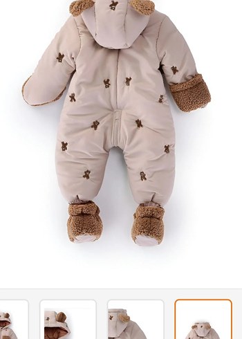 Kahverengi Nakışlı Kürklü Bebek Kış Tulumu - Görsel 2