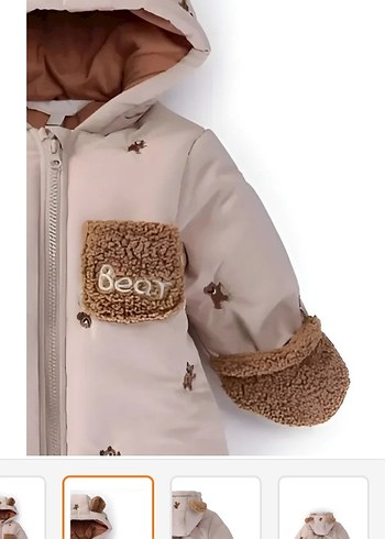 Kahverengi Nakışlı Kürklü Bebek Kış Tulumu - Görsel 4