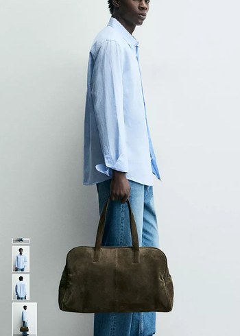 Mavi Keten Erkek Gömlek - Görsel 3