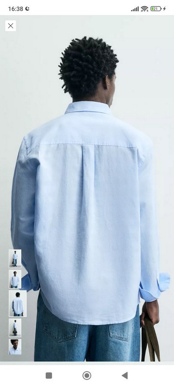 Mavi Keten Erkek Gömlek - Görsel 4