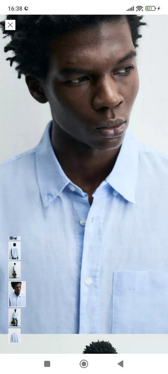 Mavi Keten Erkek Gömlek - Görsel 2