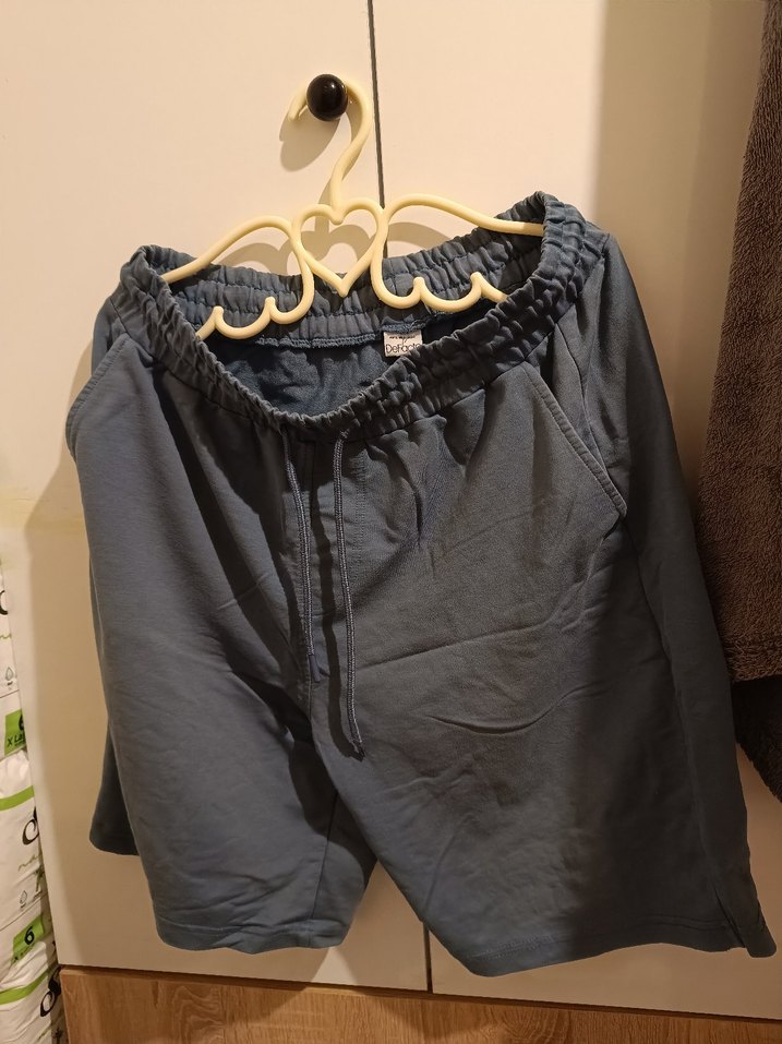 buz mavisi griye kaçan tonda Rahat Kesim Erkek Şort - Görsel 2