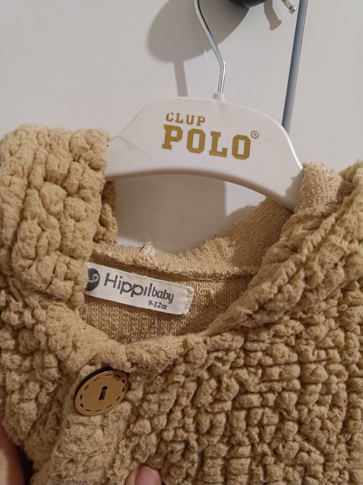 Örgü Dokulu Kahverengi Bebek Tulumu - Görsel 2